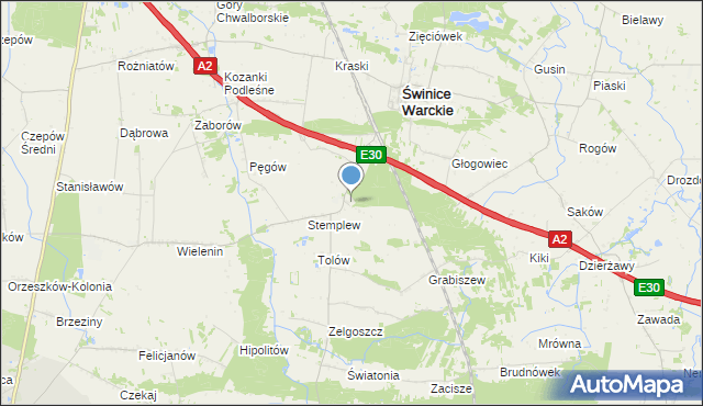 mapa Stemplew Osada, Stemplew Osada na mapie Targeo